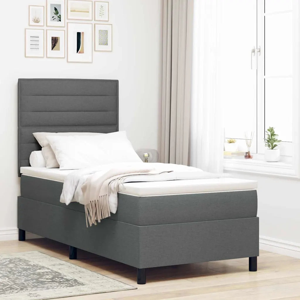 Letto a molle con materasso Grigio scuro 80 x 200 cm Tessuto