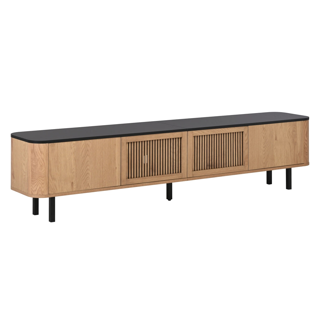 Mobile TV moderno con ante a griglia 190 x 35 x 45 cm in MDF e truciolare; color rovere