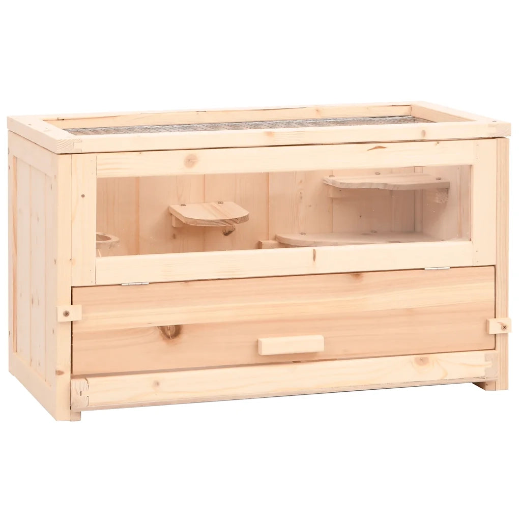 Gabbia per Criceti 60x30x35 cm in Legno Massello di Abete 172377