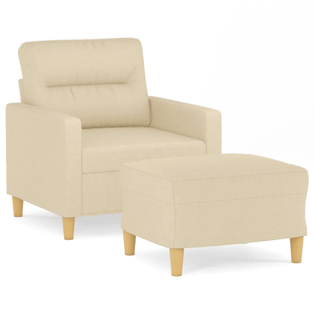Poltrona | Sedia Relax con Poggiapiedi Crema 60 cm in Tessuto