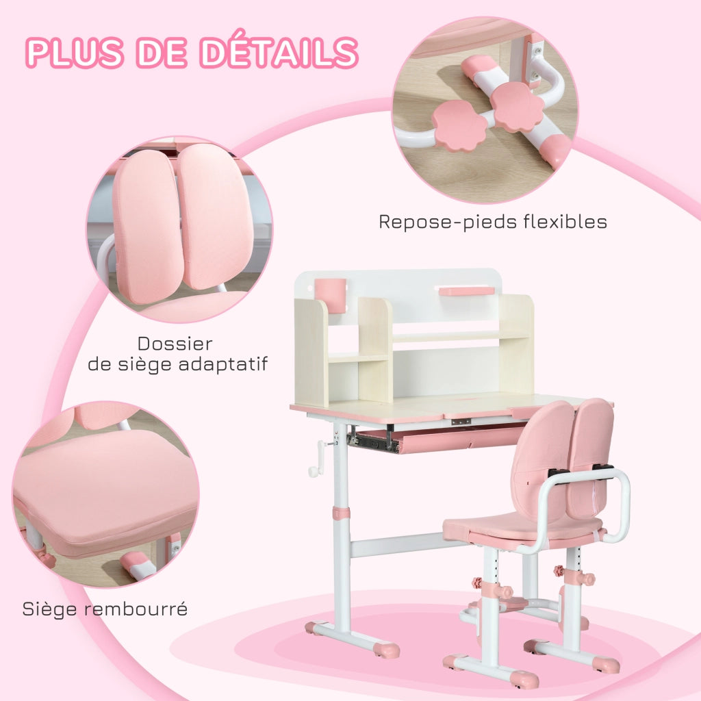 Scrivania regolabile per bambini con sedia ¨C Minimal ¨C rosa 80x52x88-109cm