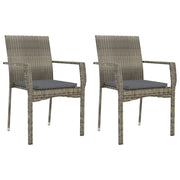 Sedie da Giardino con Cuscini 2 pz | Sedie da Esterno in Polyrattan Grigie