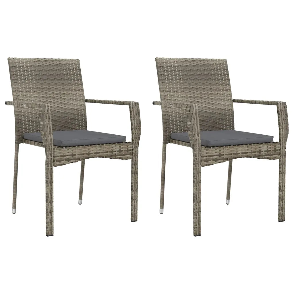 Sedie da Giardino con Cuscini 2 pz | Sedie da Esterno in Polyrattan Grigie