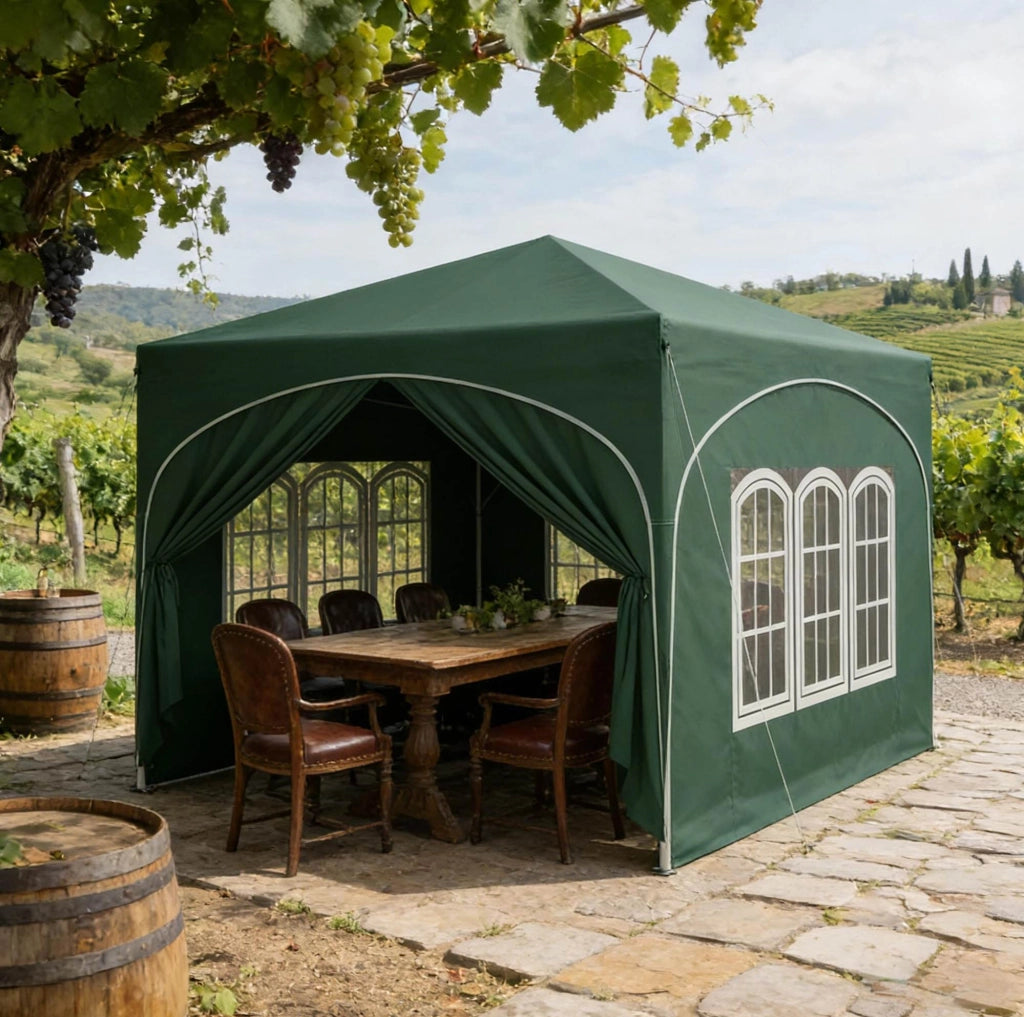 Gazebo da giardino 3x3m in tessuto Oxford 210D con struttura in metallo e custodia verde