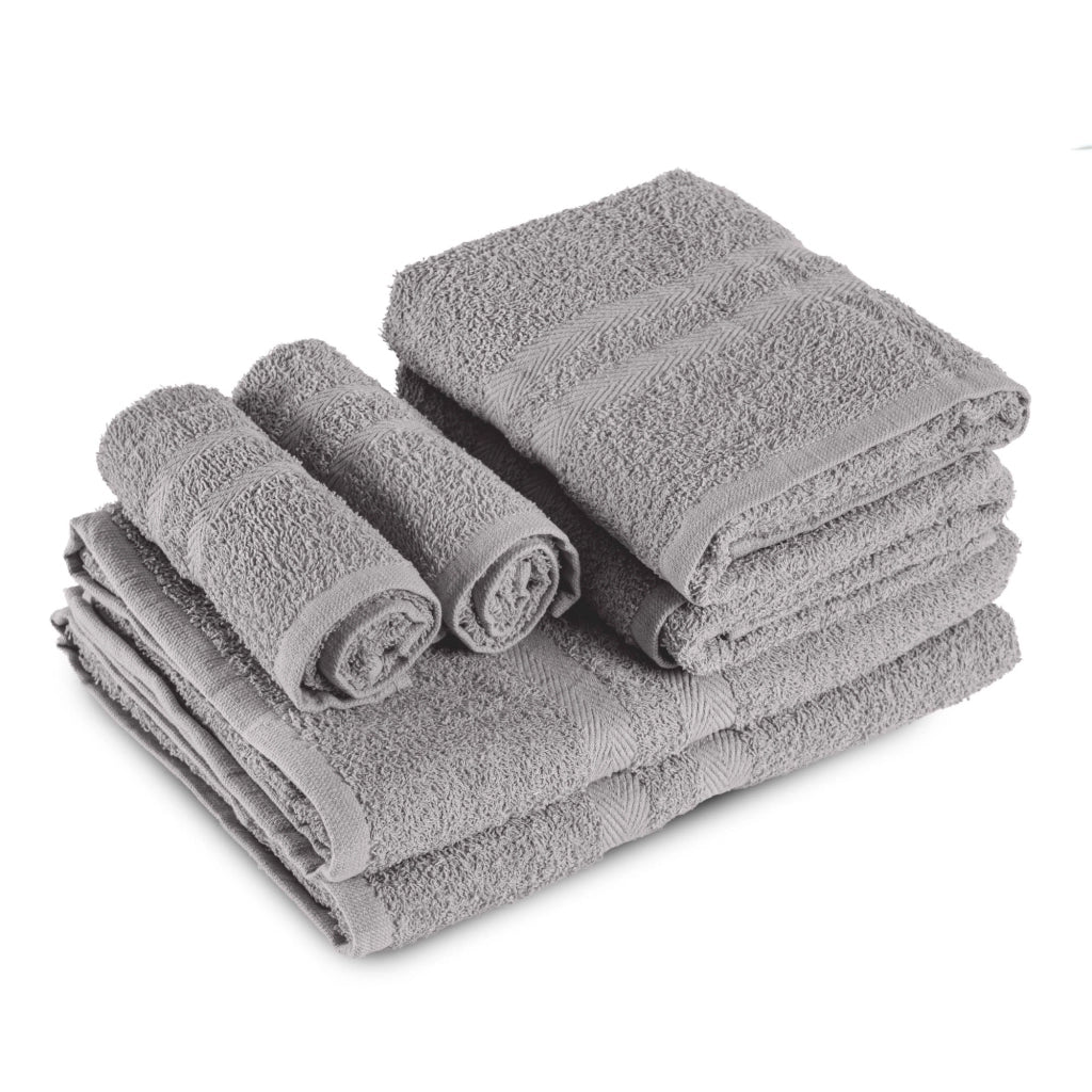 Set Asciugamani Bagno 6 Pezzi in Spugna di Cotone 400 g/m², 2 Teli 70x140 cm, 2 Asciugamani 50x90 cm e 2 Ospiti 30x50 cm, Morbidi e Assorbenti Grigio