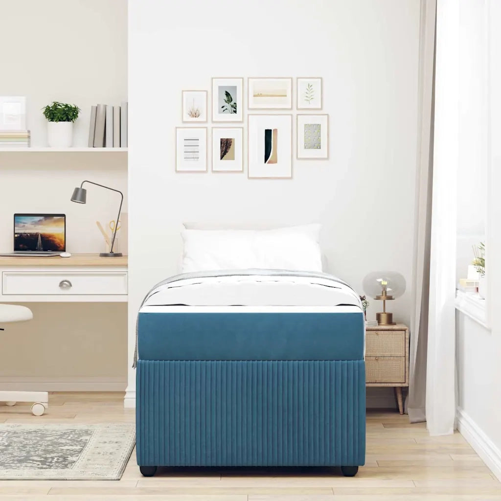 Struttura del letto con materasso Blu 100 x 200 cm Tessuto
