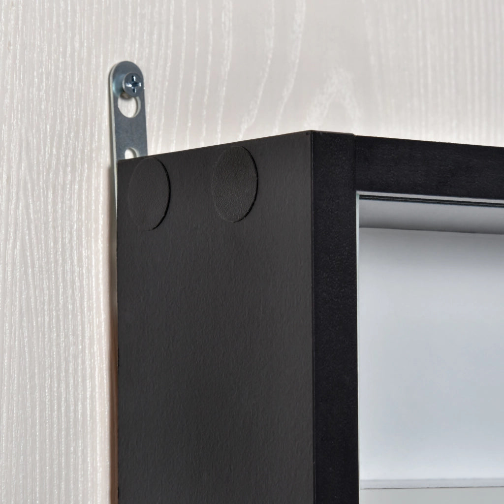 Vetrina Espositiva da Parete ¨C Xylo ¨C 2 Ante Scorrevoli in Vetro Bianco e Nero 80x9,5x60 cm