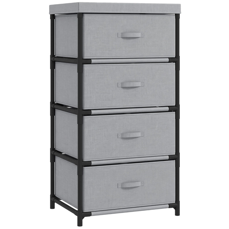 CASSETTIERA 4 Cassetti 42x32x80 cm Grigio e Nero