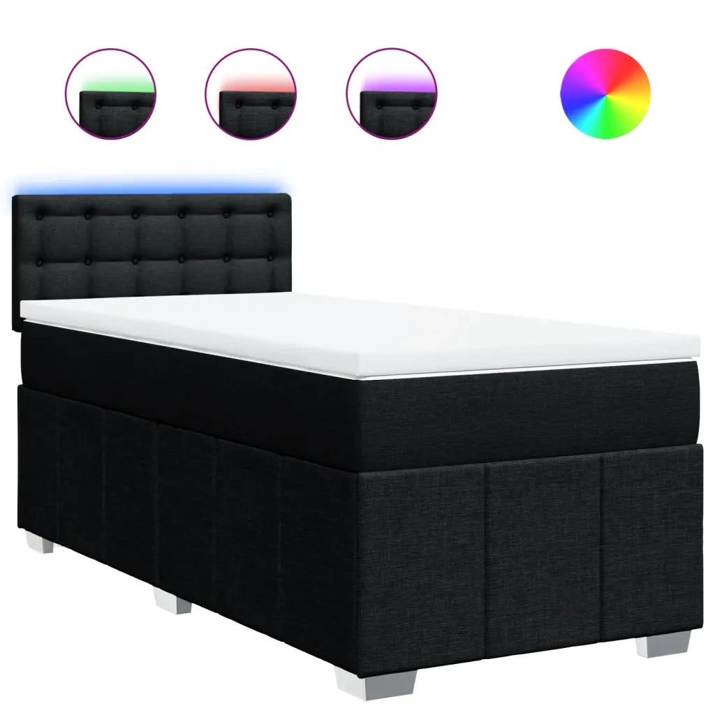 Giroletto a Molle con Materasso-Struttura Letto Nero 80x200 cm inTessuto 539766