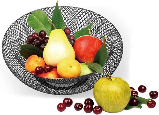Fruttiera metallica - nera - adatta per frutta e snack