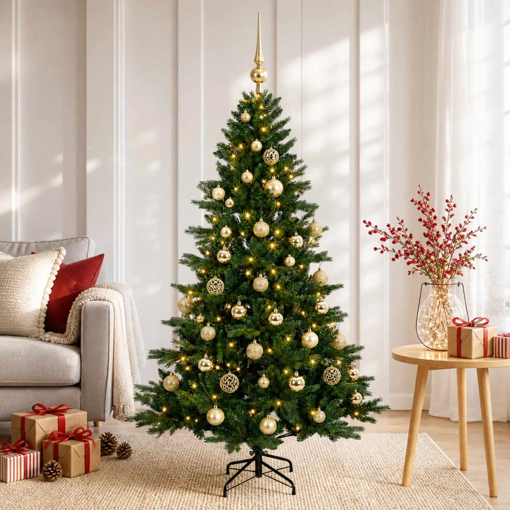 Albero di Natale artificiale con palline 120 cm 150 LED 3465671