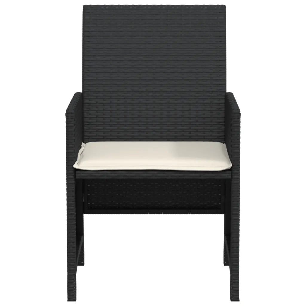 Set da Bistr¨° 3 pz | Set Salotto da Giardino con Cuscini Nero in Polyrattan