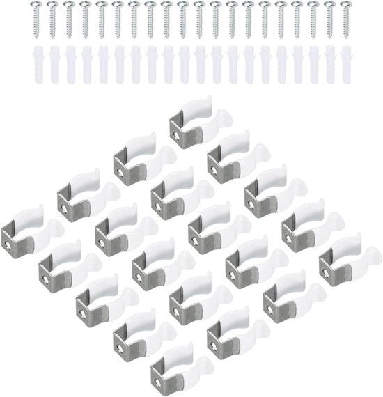 Clip per T5 U - Supporto per Lampada a LED - Clip per Montaggio Lampada - Supporto per Bui di Fluorescenza - Clip per Pijp - Supporto per Veer - Clip per Strumento - Bianco - Pacchetto da 20 - Adatto per Prodotti - Supporto per Lampade LED.