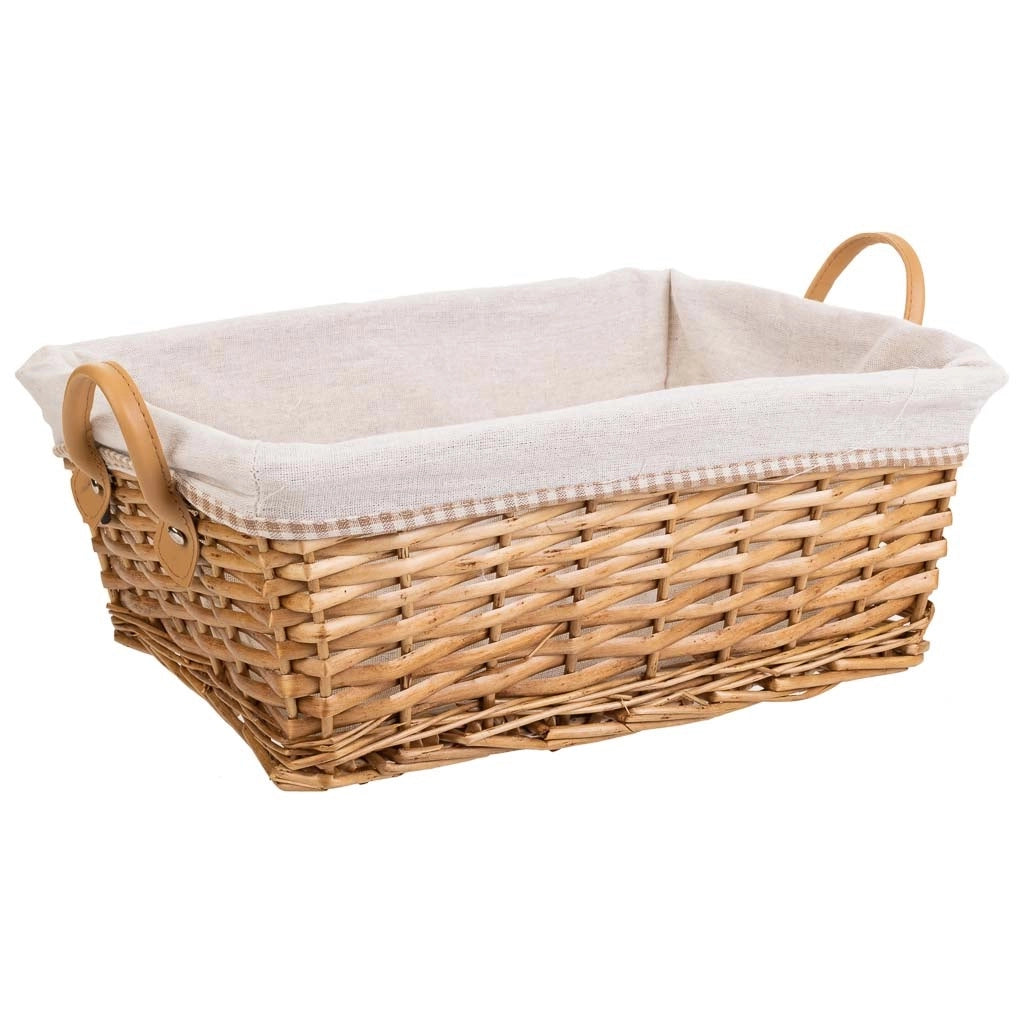 Set di 3 cestini in vimini foderati marroni