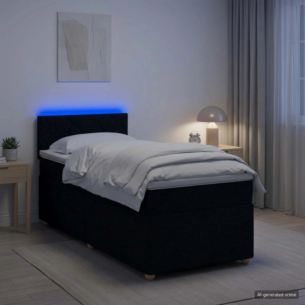 Letto box spring con materasso Nero 90 x 200 cm Tessuto 3452340