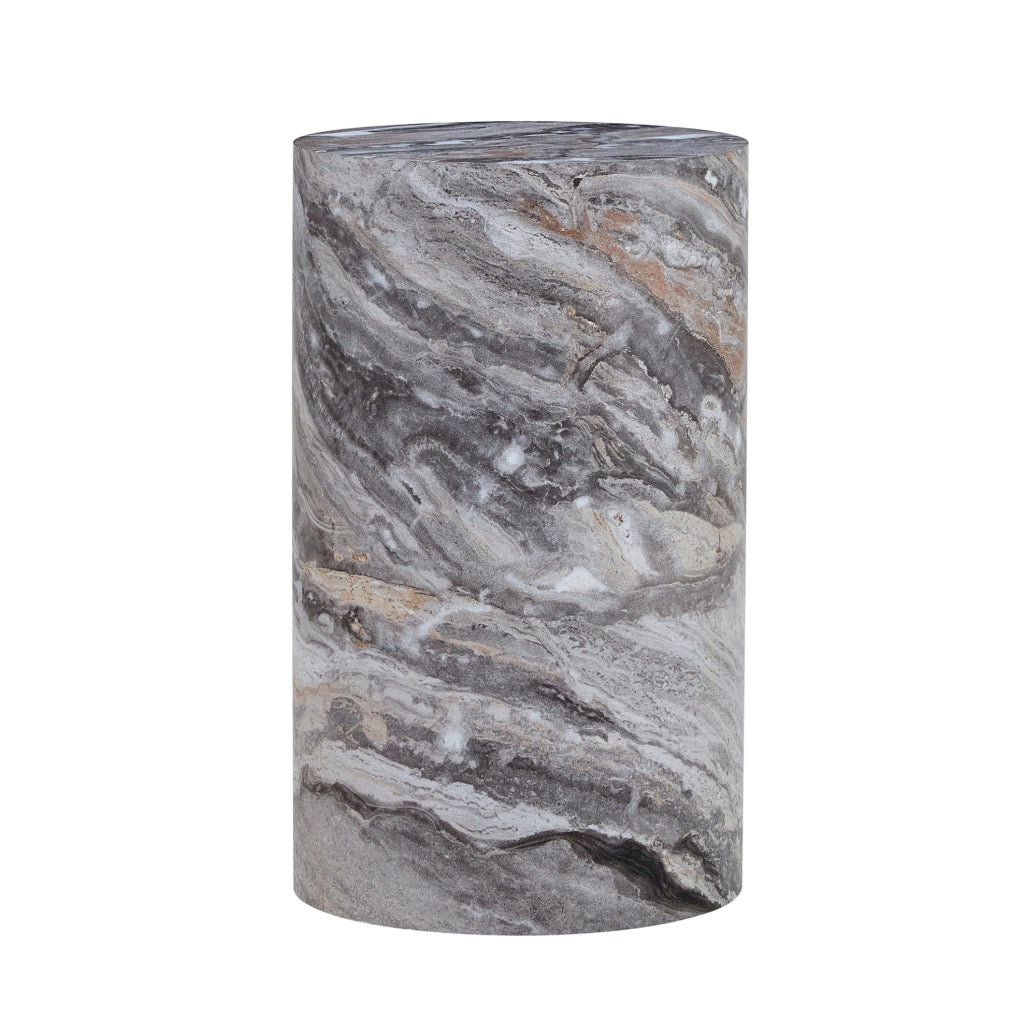 Tavolino rotondo in MDF grigio effetto marmo 66x44,5x44,5 cm gi¨¤ montato