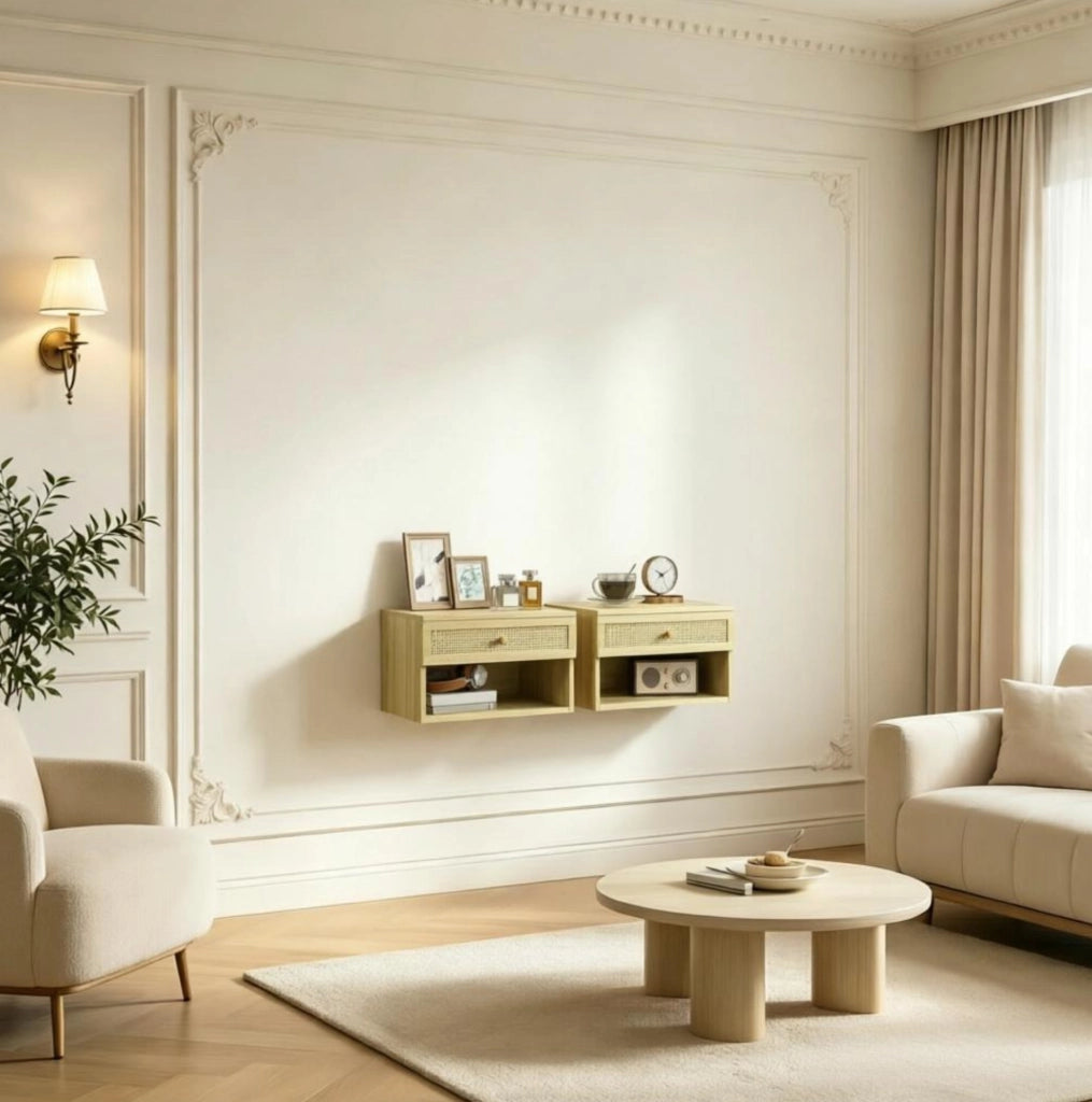 COMODINO Sospeso Set da 2 pezzi 40x34x23 cm Naturale