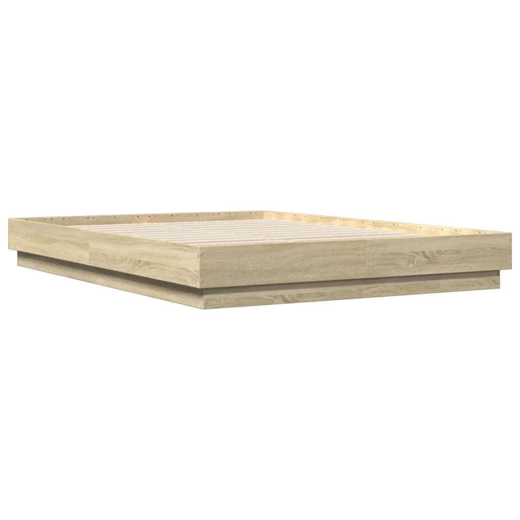 Giroletto con Luci LED-Struttura Letto Rovere Sonoma 150x200 cm