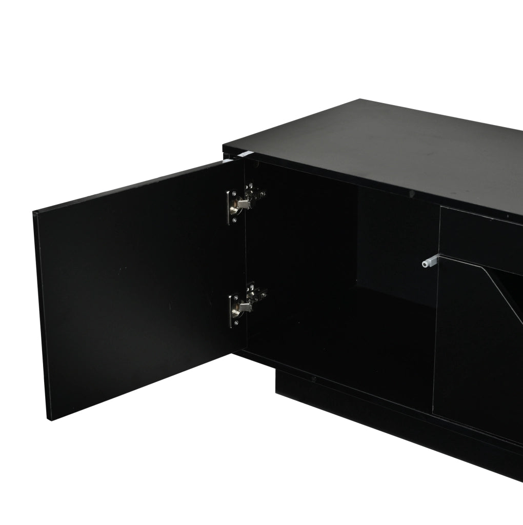 Mobile TV 180x40x45 cm con LED controllabile via app, 2 cassetti, in truciolare nero