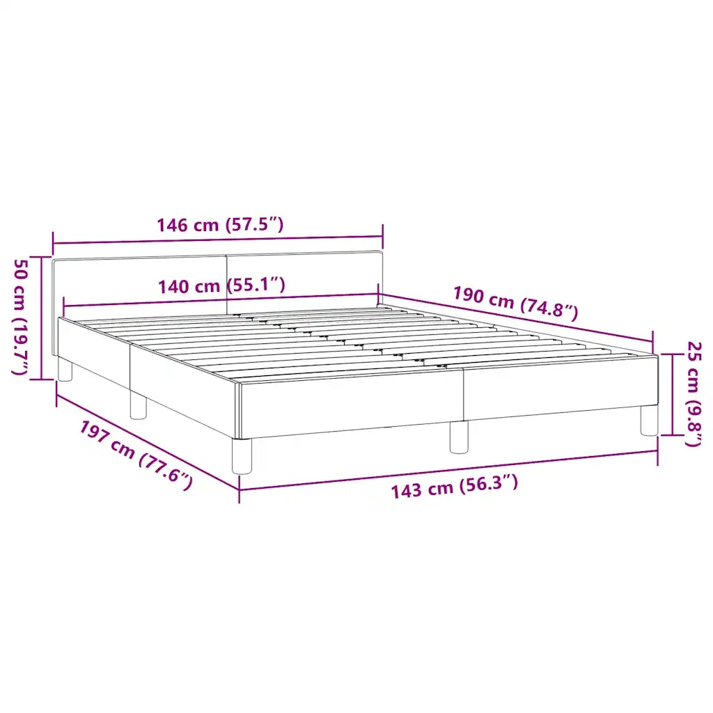 Giroletto con Testiera senza Materasso-Struttura Letto Blu 140x190 cm Tessuto