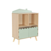 Libreria per bambini a 2 ripiani e 2 ante, verde