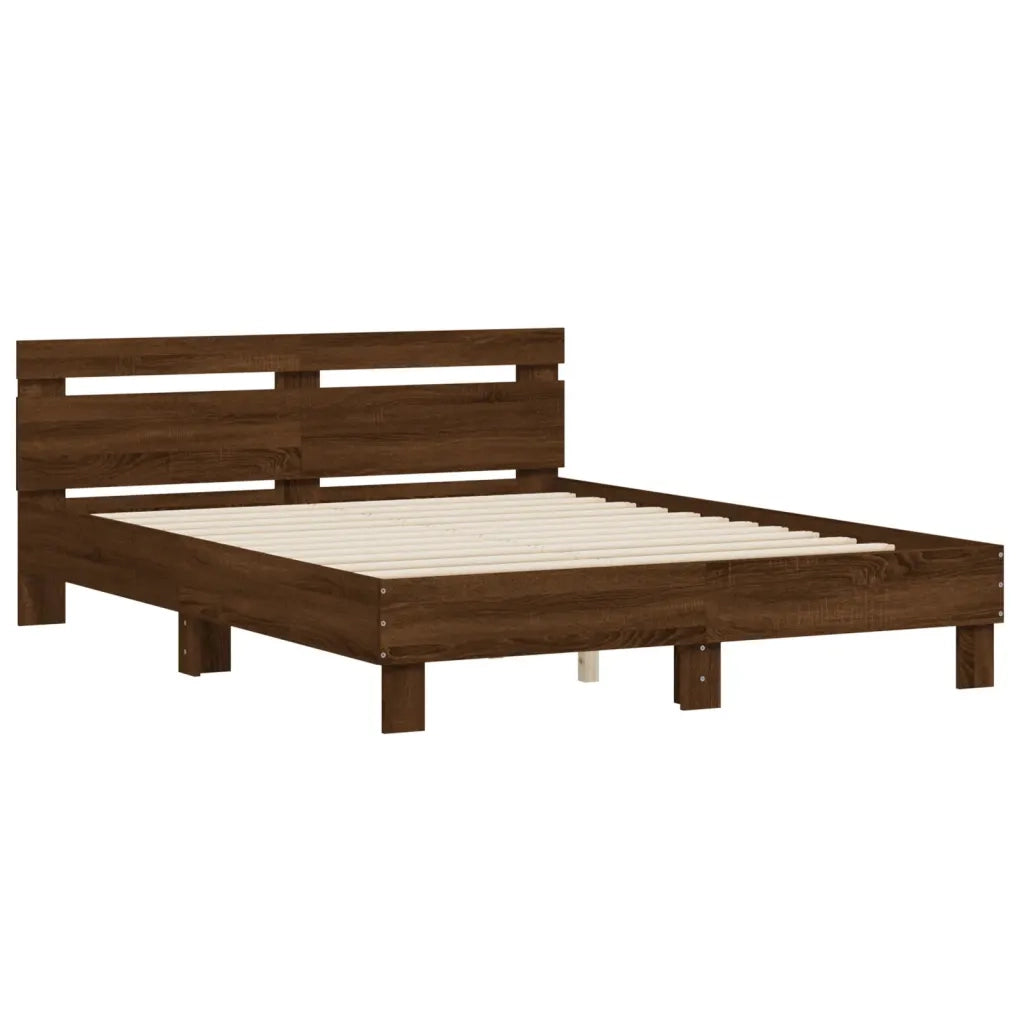 Giroletto Testiera-Struttura Letto Rovere Marrone 140x200 cm Legno Multistrato