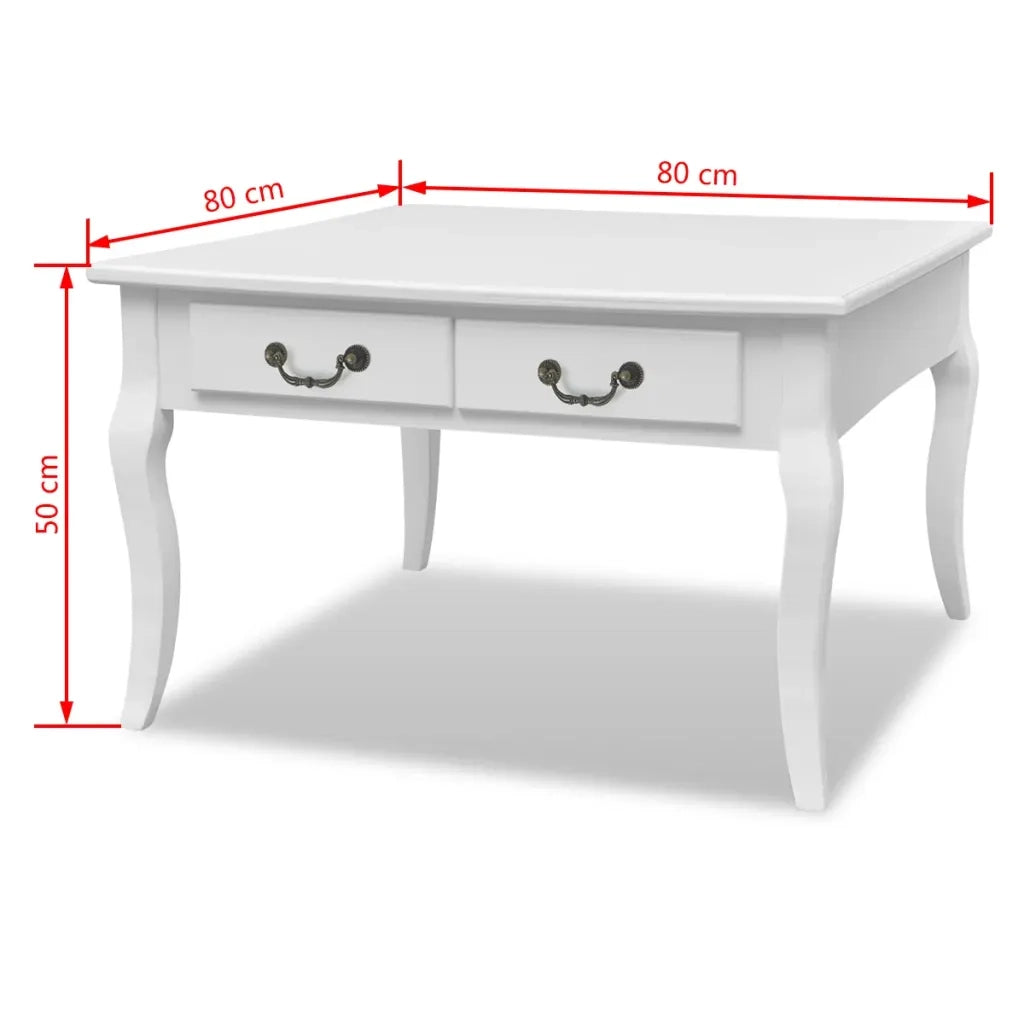 Tavolino da Salotto con 4 Cassetti Bianco 242436