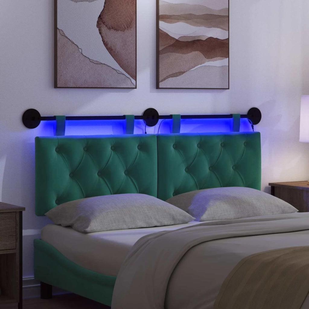 Testiera | Testata sospesa Con luce LED Turchese Velluto
