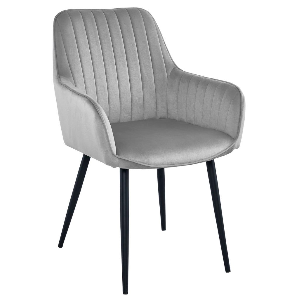 Sedia con braccioli Solden in velluto grigio argento