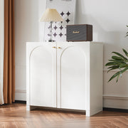 Credenza con 2 ante motivo ad arco maniglie dorate per camera da letto in pannello di particelle bianco 80 × 40 × 80 cm