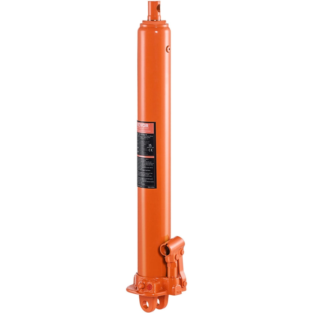 Cric Idraulico a Ram Lungo 3T QJD-CB030A-00 Cilindro Sollevamento con Pompa a Pistone Singolo e Base Forcella per Paranchi Officina