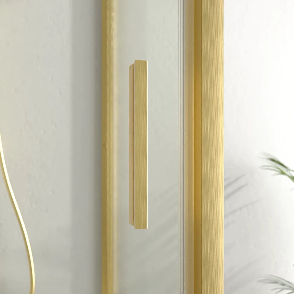 Box doccia 3 lati 90x100x90cm con porta a battente profili oro spazzolato vetro 6mm trasparente anticalcare h190| Portofino