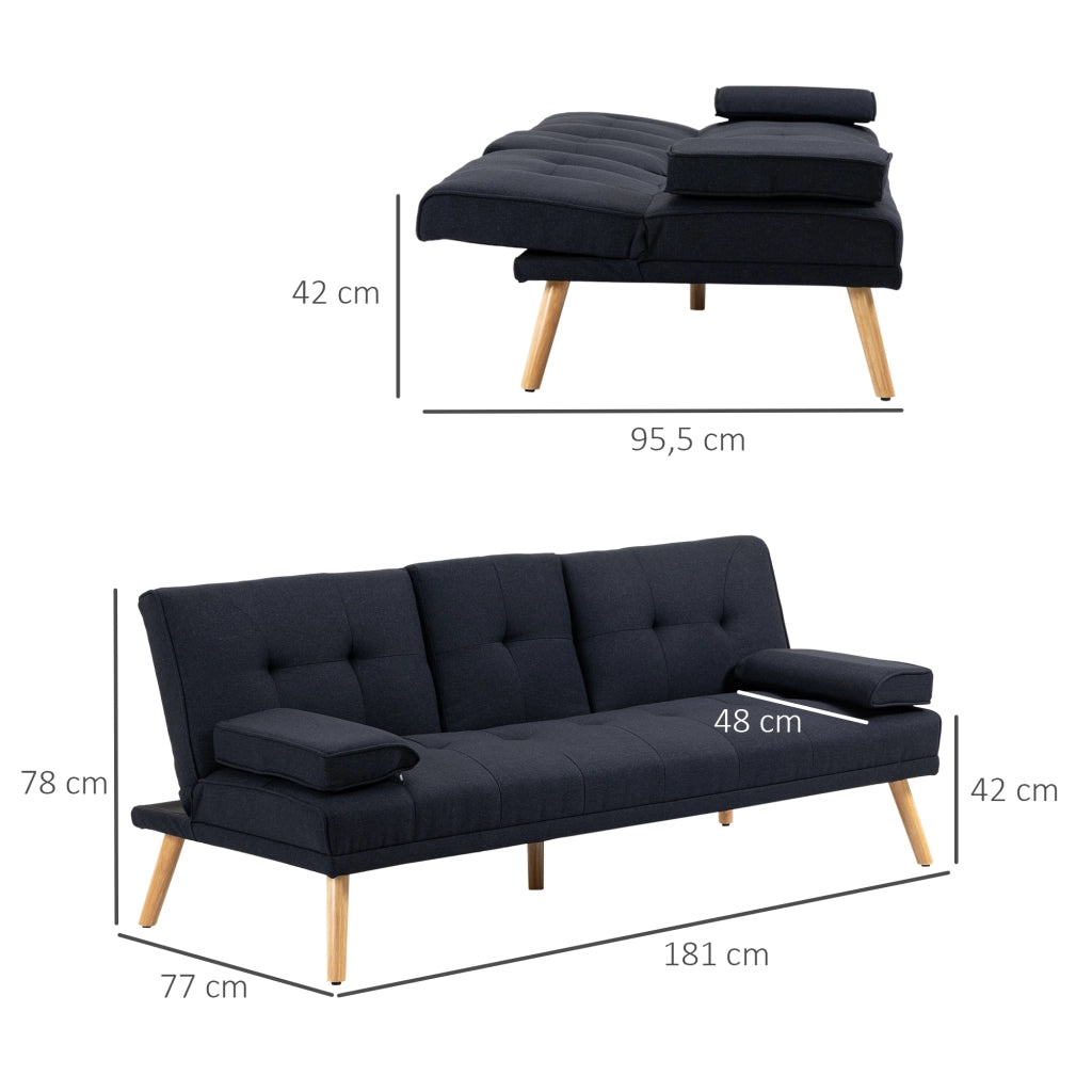 Divano letto ¨C Minimal ¨C 181x77x78 cm, nero
