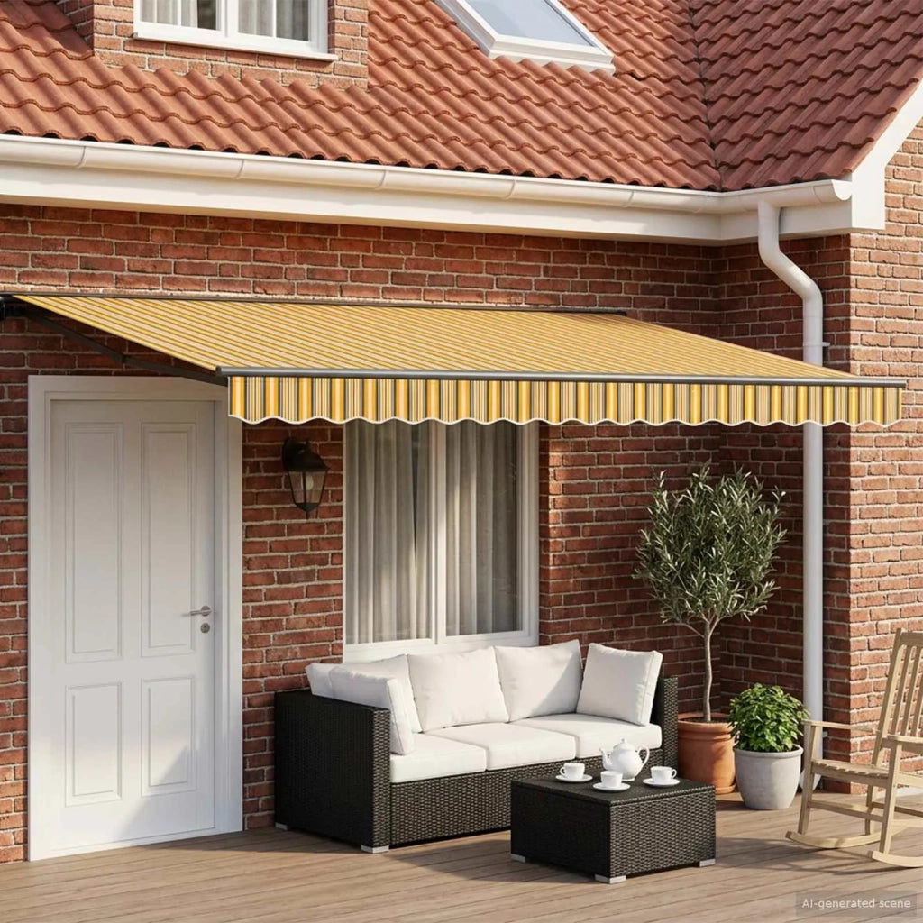 Tenda retrattile manuale Giallo, Grigio e Bianco 5 × 3,5 m 3420488