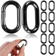Ovale Mini-Haken per Karabina - 10 Stuks - Haken in Metallo Nero - Portamonete/Sleutelhanger - Duraturo e Pratico - Haak