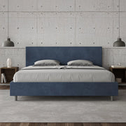 Letto imbottito Matrimoniale 190x210 cm Adele - Senza rete,Microfibra,Blu