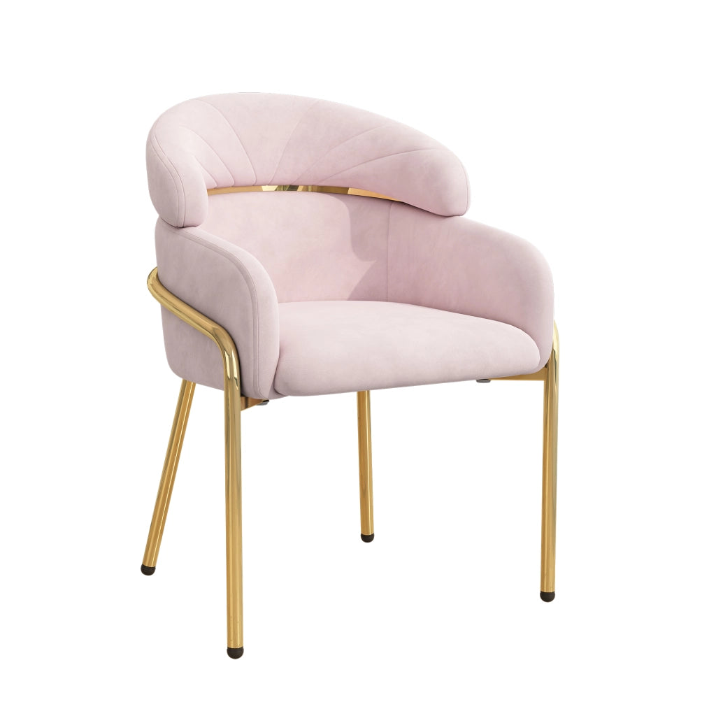 SEDIA da pranzo in velluto rosa con gambe in metallo