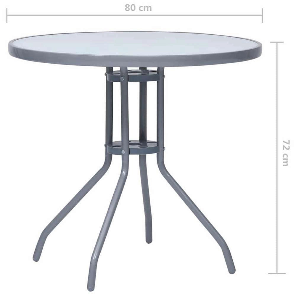 Garden Table, Light Grey, 80 Cm, Steel And Glass