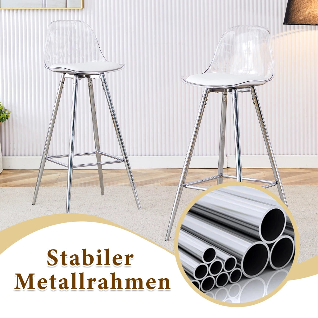 SEDIA Trasparente Set da 2 pezzi Schienale ergonomico Metallo argento
