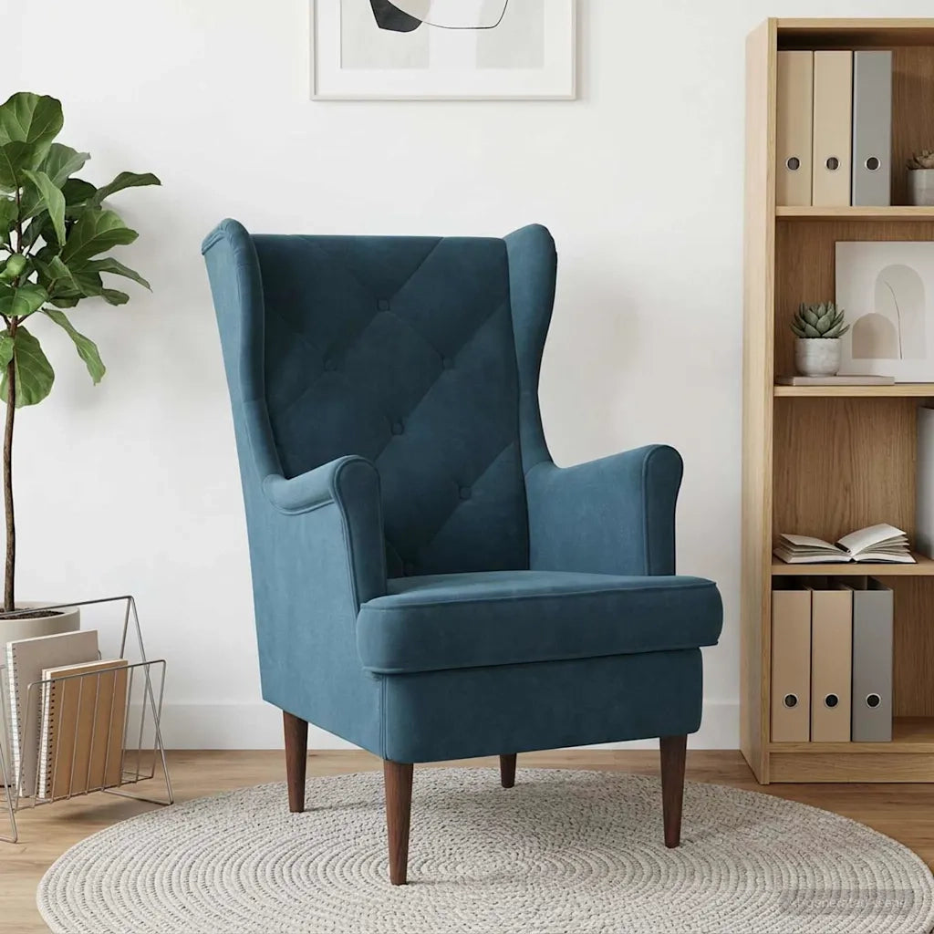 Poltrona-Divano Sedia Blu Velluto 462951