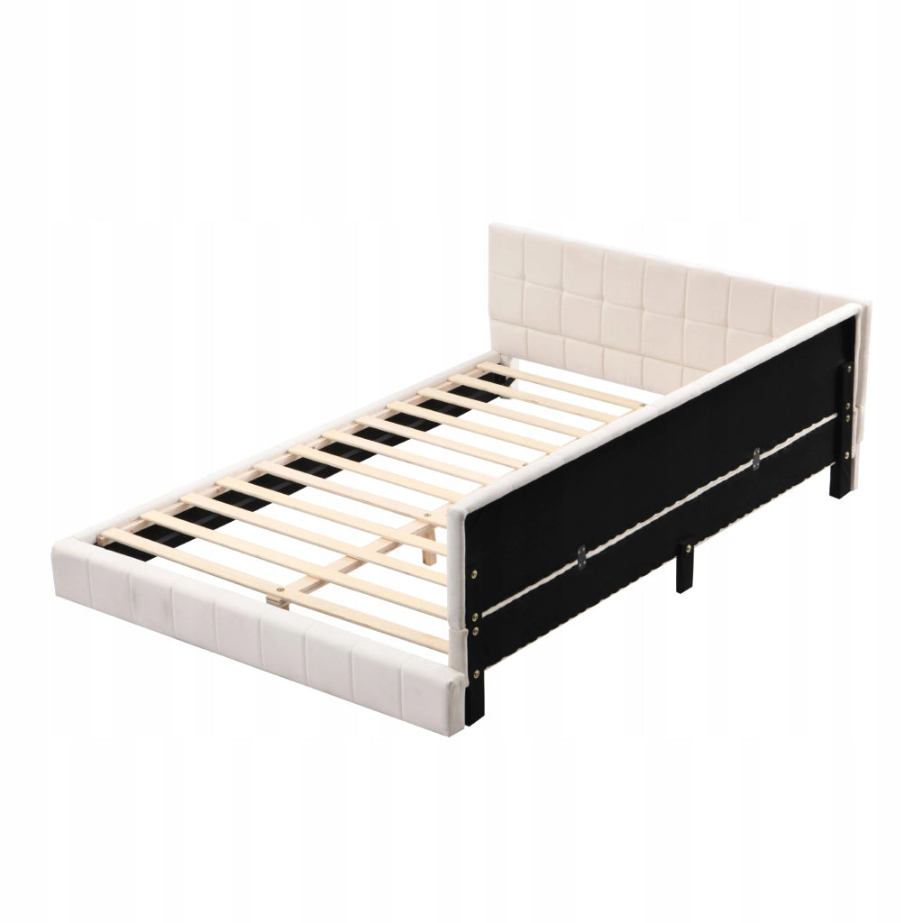 Letto imbottito 140x200 - Xylo - Beige, velluto