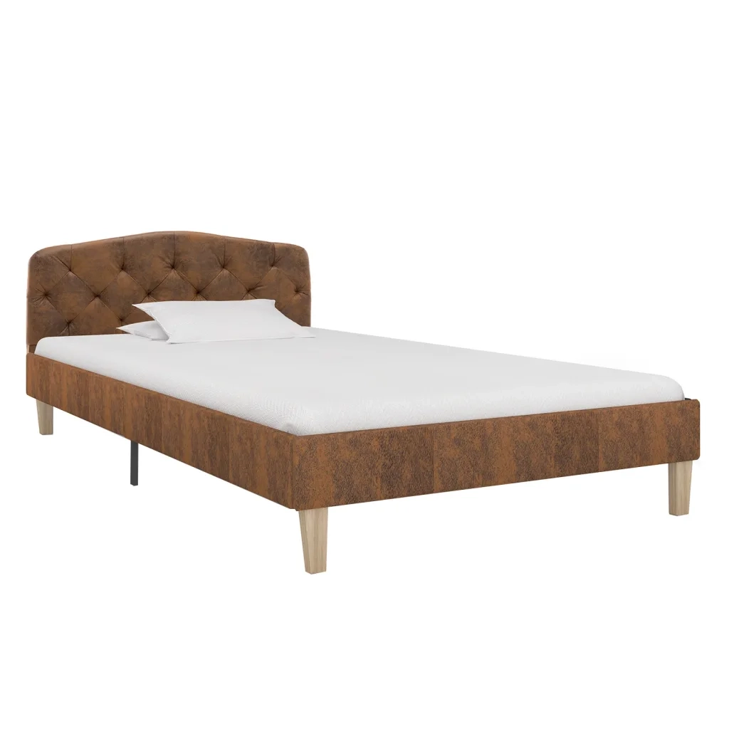 Giroletto-Struttura Letto Marrone in Similpelle Scamosciata 90x200 cm 615898