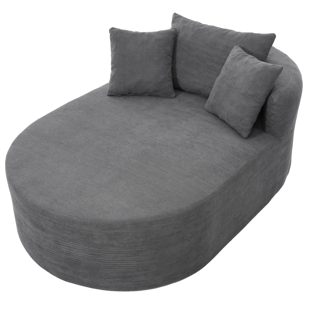 Poltrona relax ovale in velluto a coste; seduta extra profonda 122 cm; schiuma; grigio scuro