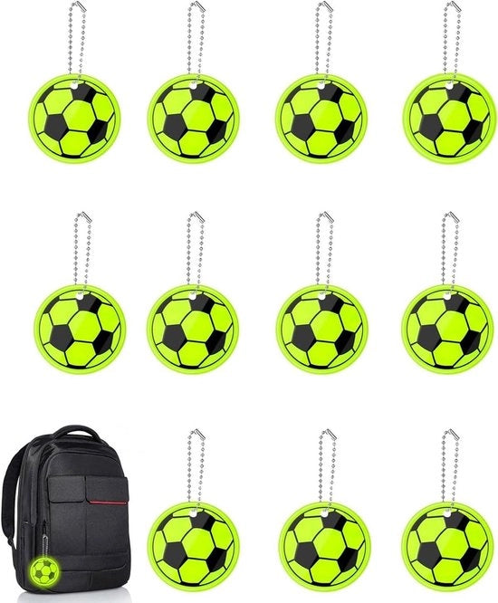 Chiavetta da calcio riflettente per bambini (12 pezzi), ideale per zaini scolastici e costumi