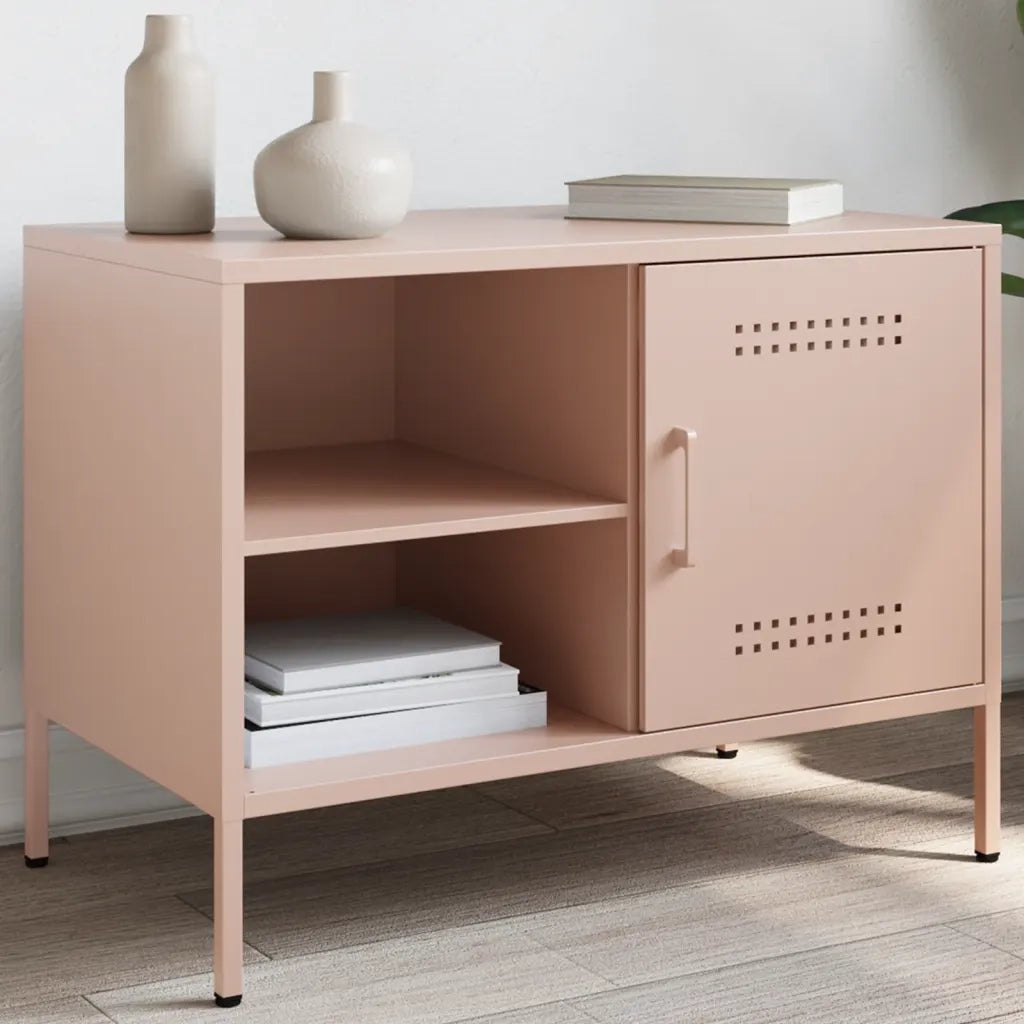Mobile TV-Credenza per TV-Console TV Rosa 68x39x50,5 cm in Acciaio 900025