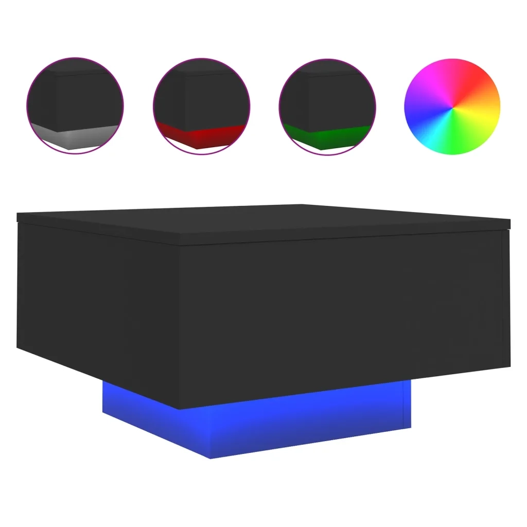 Tavolino da salotto | Tavolino da caff¨¨ | Tavolino da Soggiorno con Luci LED Nero 55x55x31 cm