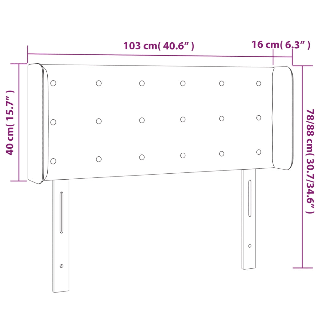 Testiera a LED-Testata con LED Nera 103x16x78/88 cm in Similpelle 915451