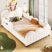 Letto imbottito 90 × 200 cm con cuscino a orecchie di coniglio e sponde continue in velluto beige