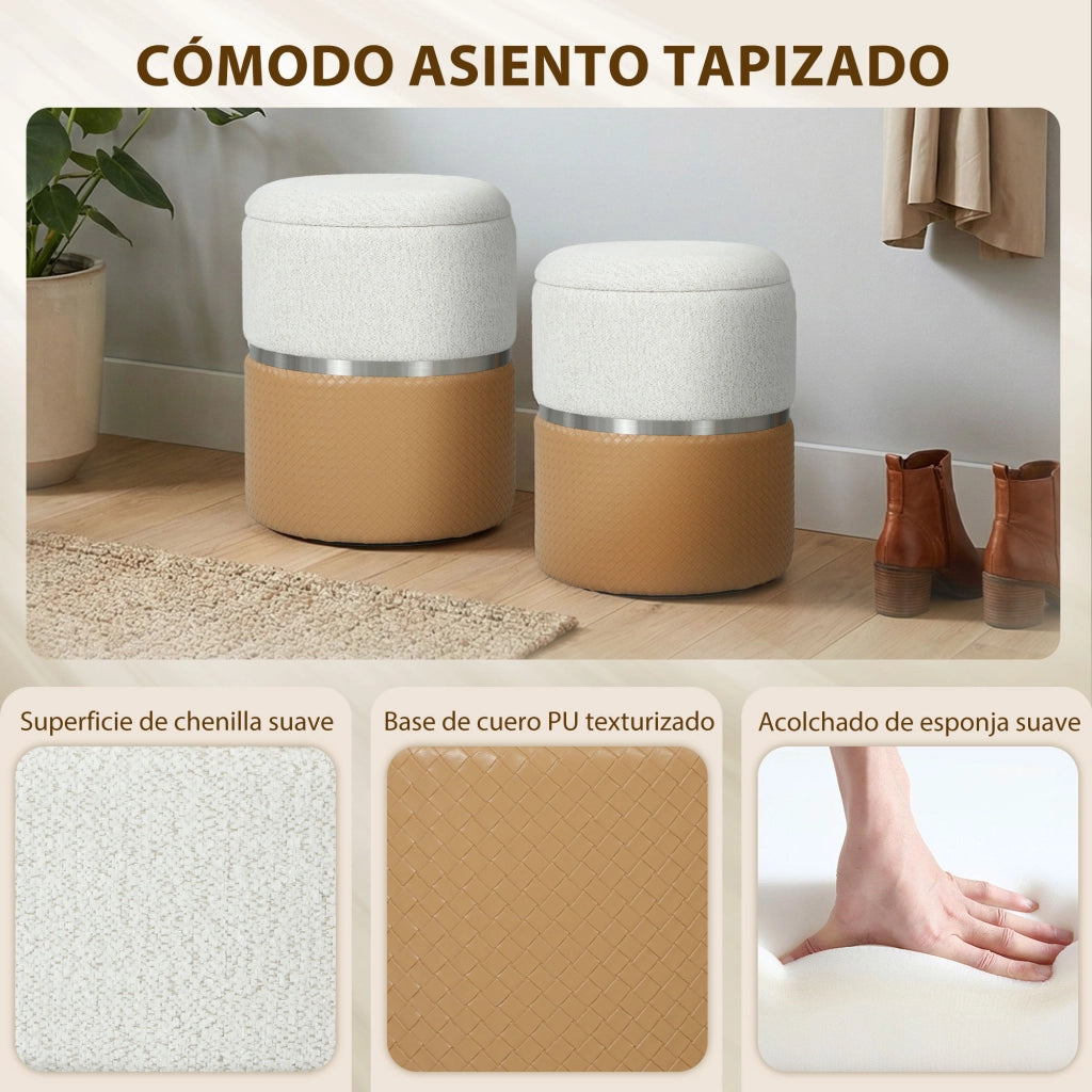 Puff con contenitore ¨C zephmum ¨C marrone e crema