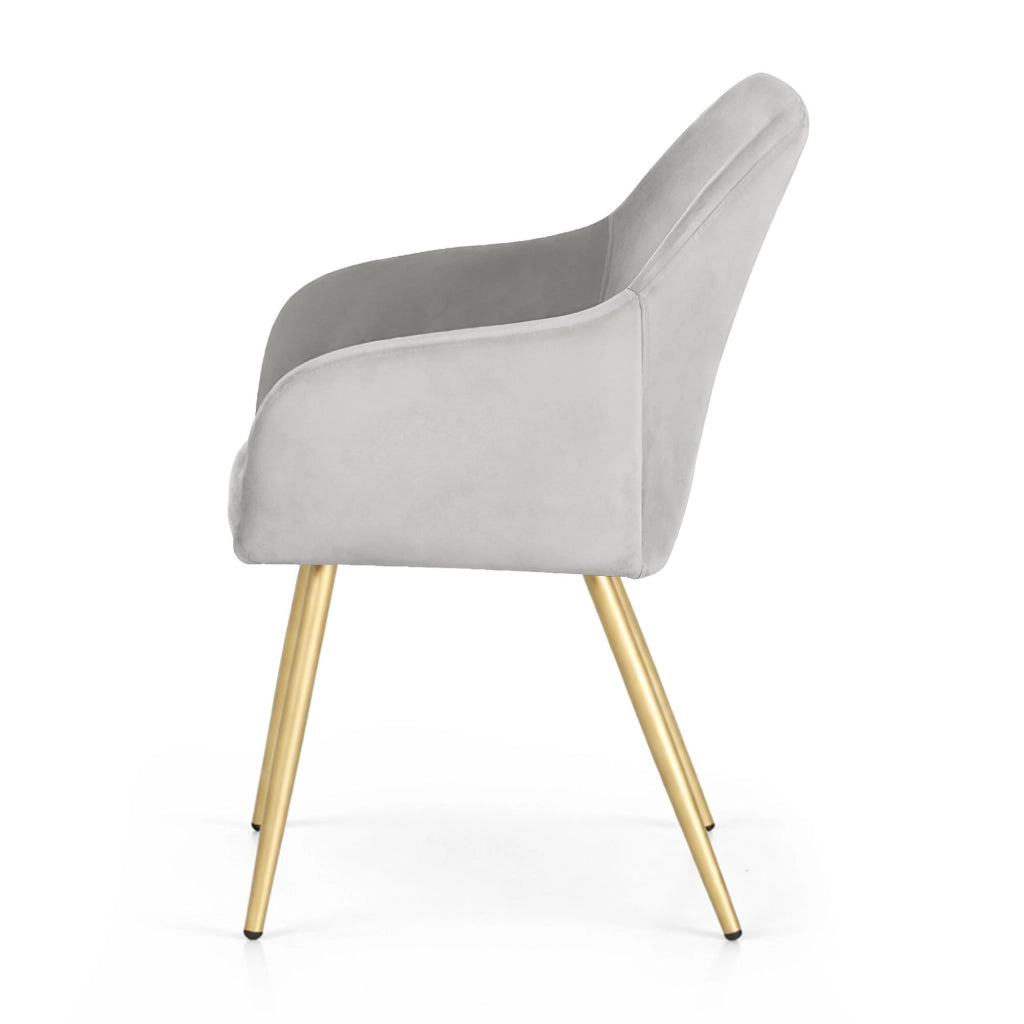 Set di 2 Sedie in velluto liscio ESTELLE Grigio gambe oro